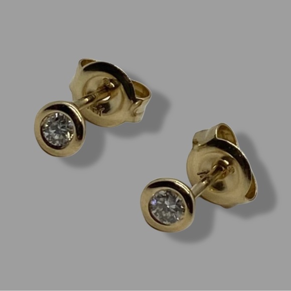 14K Yellow Gold & Diamond | Stud Earrings - Picture 6 of 6